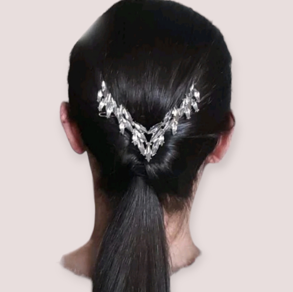Rhinestone V Shape Wedding Hair Pin Clip- New